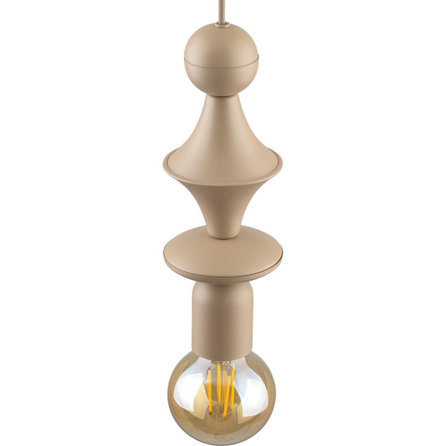 Ljuskrona med textilsladd TOWER 1xE27/15W/230V beige