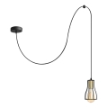 Ljuskrona med textilsladd TUBE 1xE27/15W/230V svart/guld