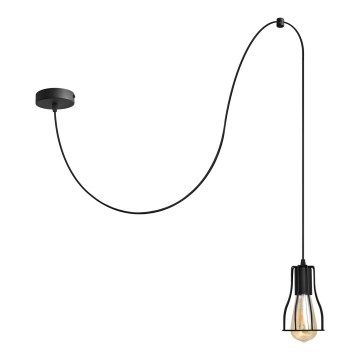 Ljuskrona med textilsladd TUBE 1xE27/15W/230V svart