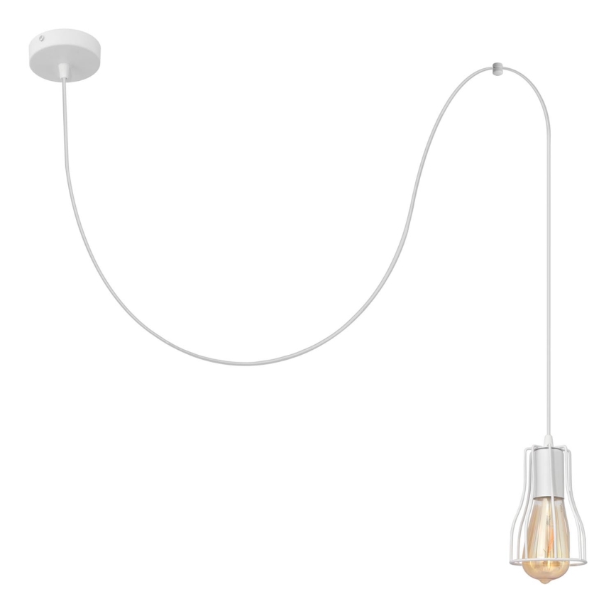 Ljuskrona med textilsladd TUBE 1xE27/15W/230V vit