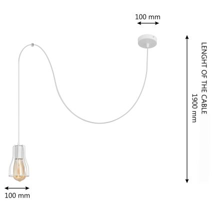Ljuskrona med textilsladd TUBE 1xE27/15W/230V vit