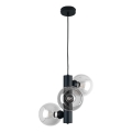 Ljuskrona med textilsladd TUBE 3xE27/60W/230V svart/genomskinlig