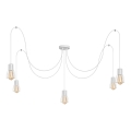 Ljuskrona med textilsladd TUBE 5xE27/15W/230V spindel vit