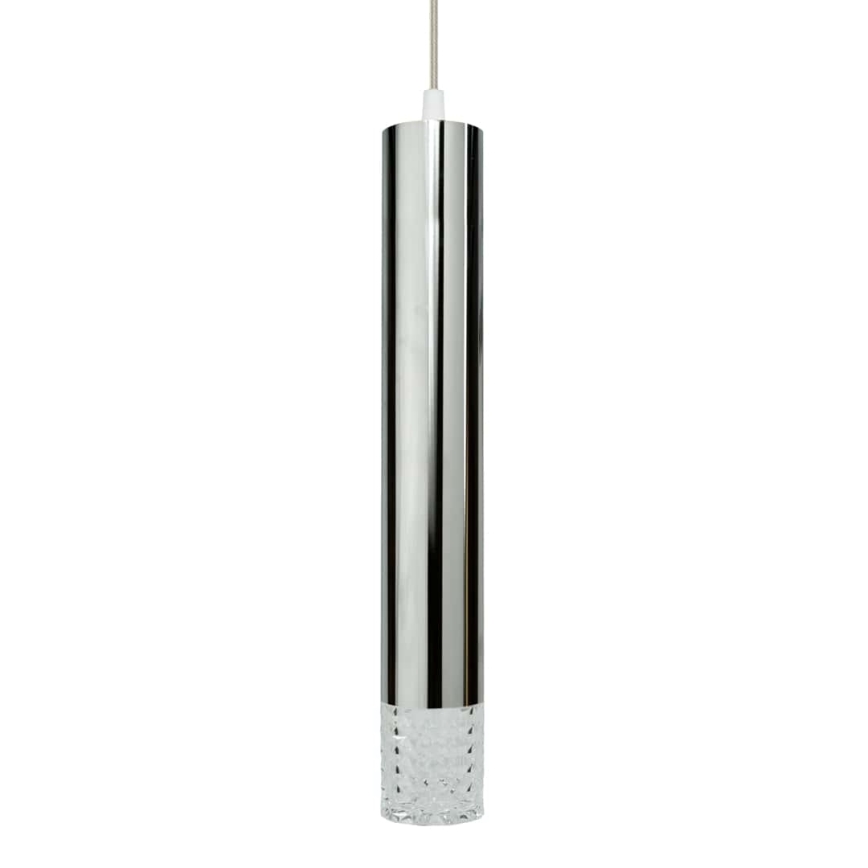 Ljuskrona med textilsladd TUBI 1xGU10/8W/230V skinande krom