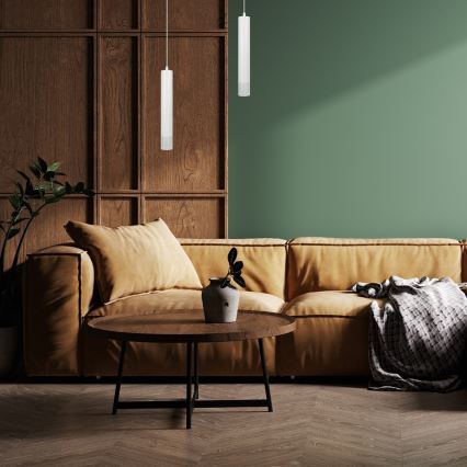 Ljuskrona med textilsladd TUBI 1xGU10/8W/230V vit