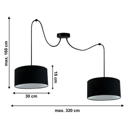 Ljuskrona med textilsladd TUZ 2xE27/60W/230V spindel