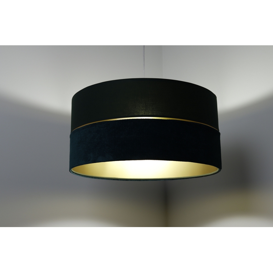 Ljuskrona med textilsladd TWIST 1xE27/60W/230V grön/guld