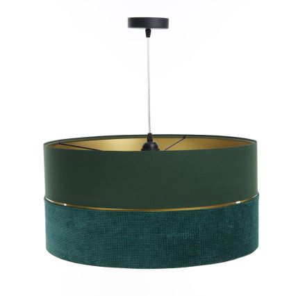 Ljuskrona med textilsladd TWIST 1xE27/60W/230V grön/guld