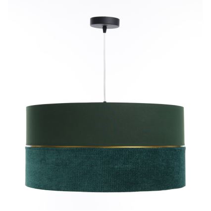 Ljuskrona med textilsladd TWIST 1xE27/60W/230V grön/guld