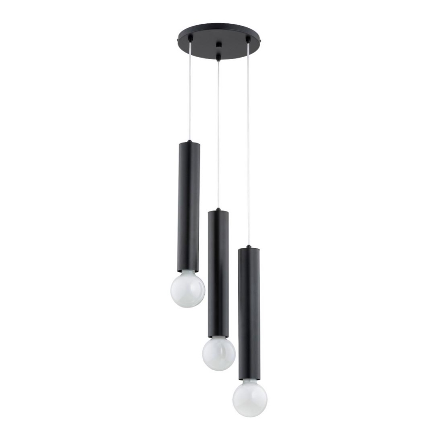 Ljuskrona med textilsladd TWISTER 3xE27/60W/230V diameter 28 cm svart