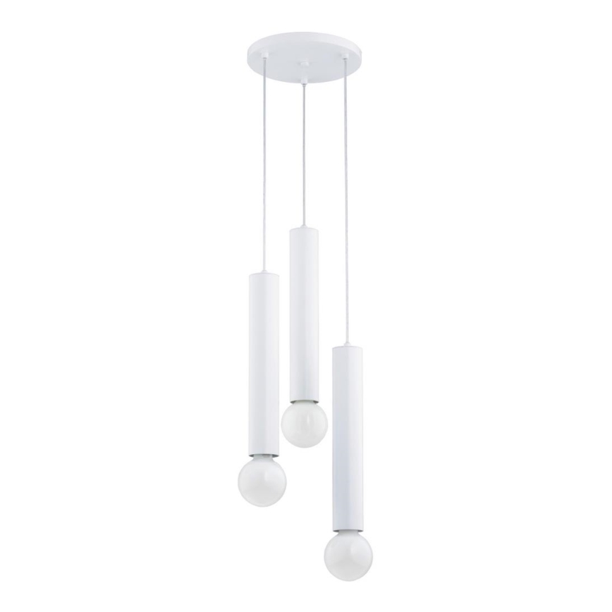 Ljuskrona med textilsladd TWISTER 3xE27/60W/230V diameter 28 cm vit