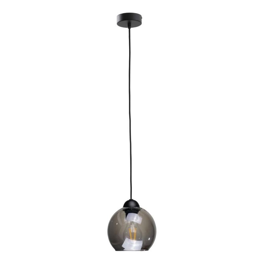 Ljuskrona med textilsladd UNO 1xE27/60W/230V svart/rökig