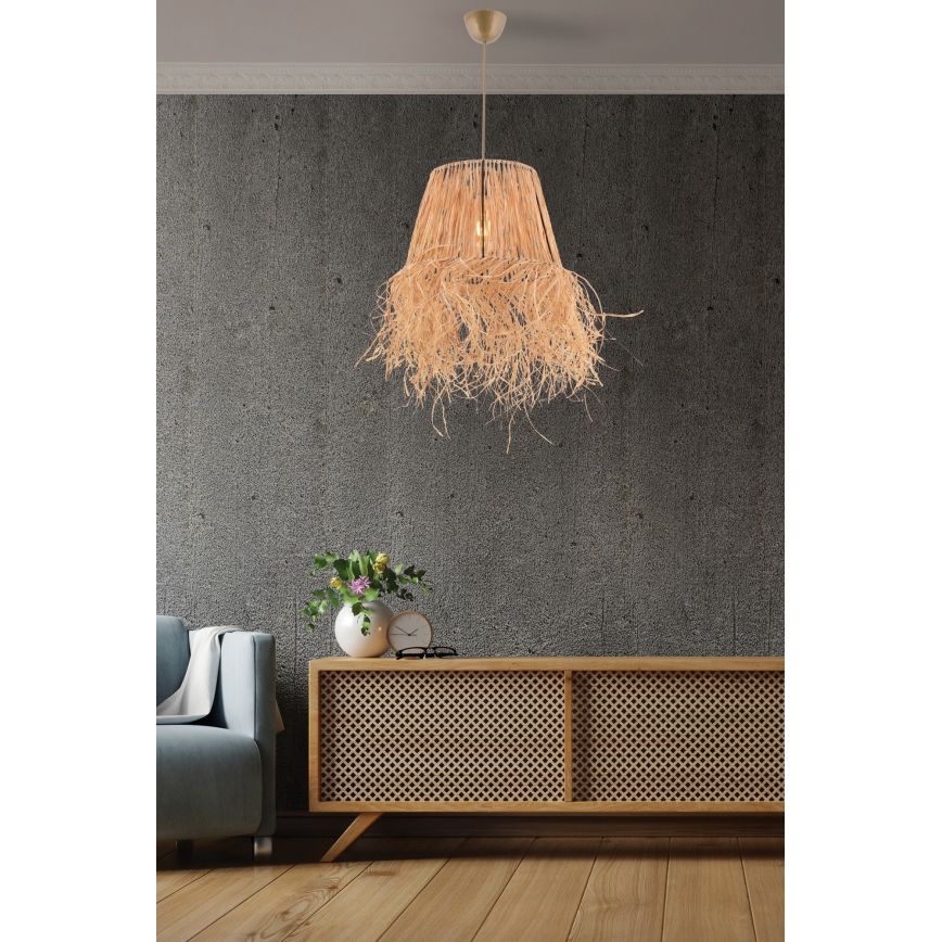 Ljuskrona med textilsladd VALANCE 1xE27/40W/230V brun