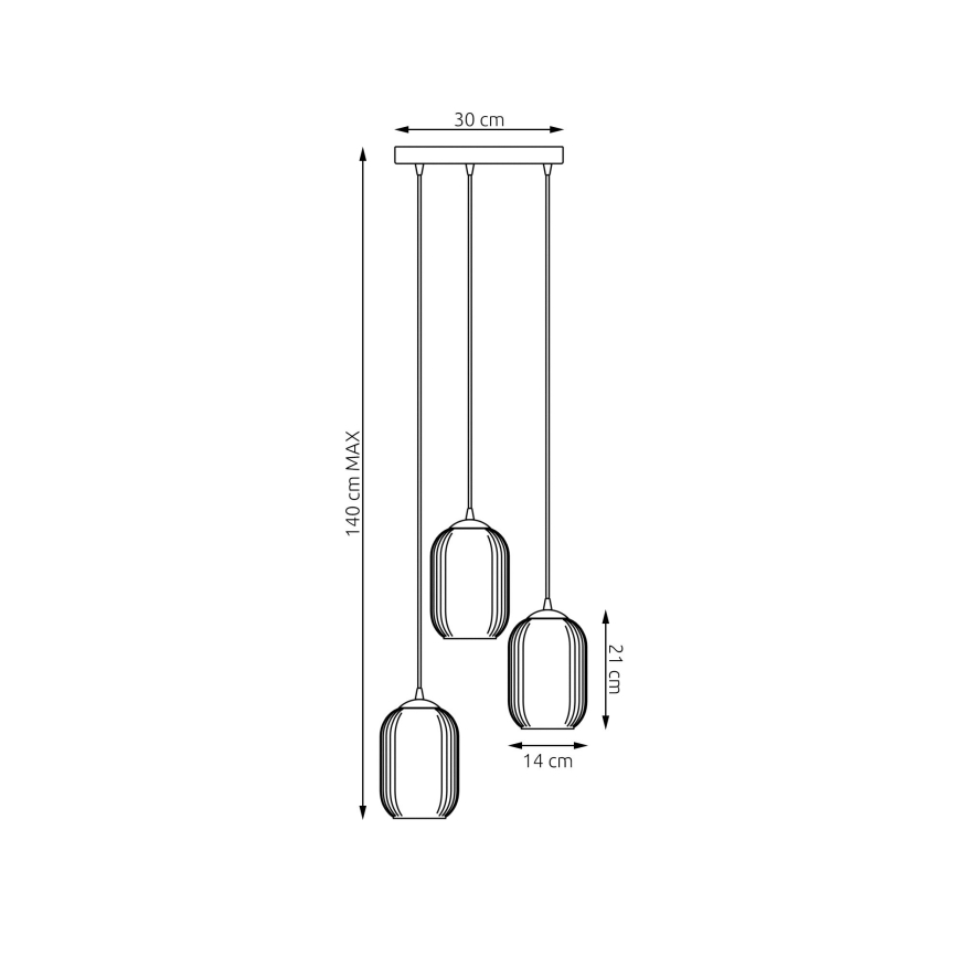 Ljuskrona med textilsladd VERDI 3xE27/15W/230V diameter 30 cm svart/grå/vit