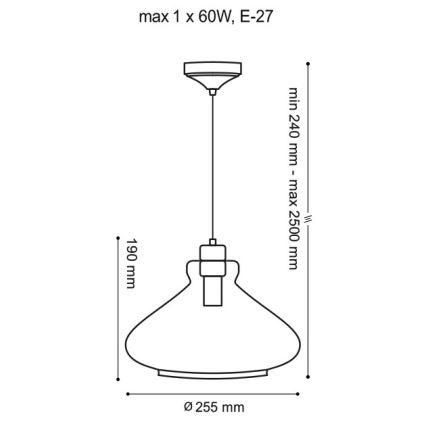 Ljuskrona med textilsladd VETRO 1xE27/60W/230V bok