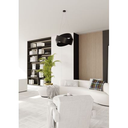 Ljuskrona med textilsladd VIENO 3xE27/15W/230V svart