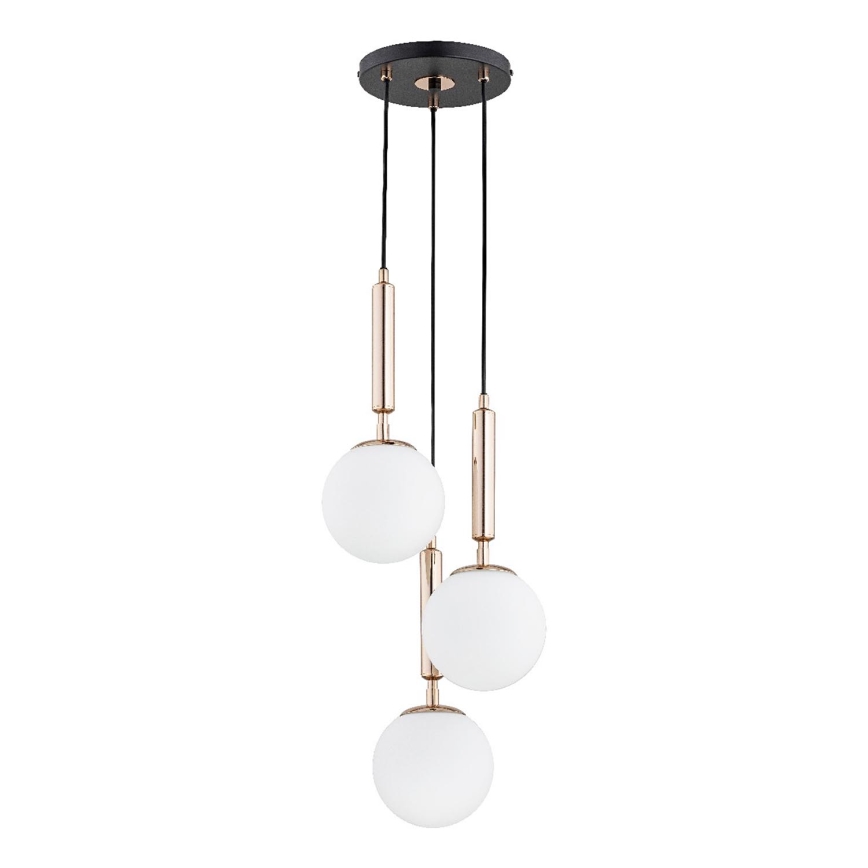 Ljuskrona med textilsladd VOLDA 3xE14/10W/230V diameter 28 cm mässing