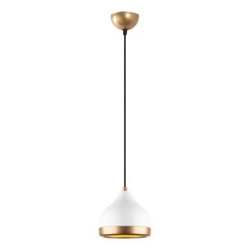 Ljuskrona med textilsladd YILDO 1xE27/40W/230V vit/guld