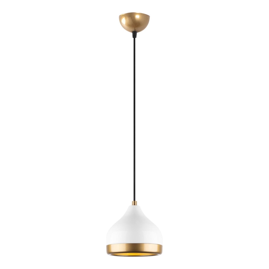 Ljuskrona med textilsladd YILDO 1xE27/40W/230V vit/guld