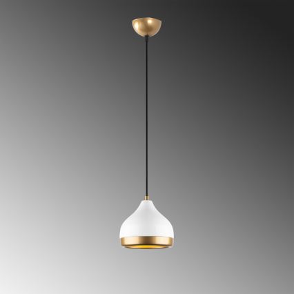Ljuskrona med textilsladd YILDO 1xE27/40W/230V vit/guld