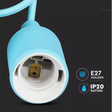 Ljusskrona med upphängningsrem  1xE27/60W/230V blå 