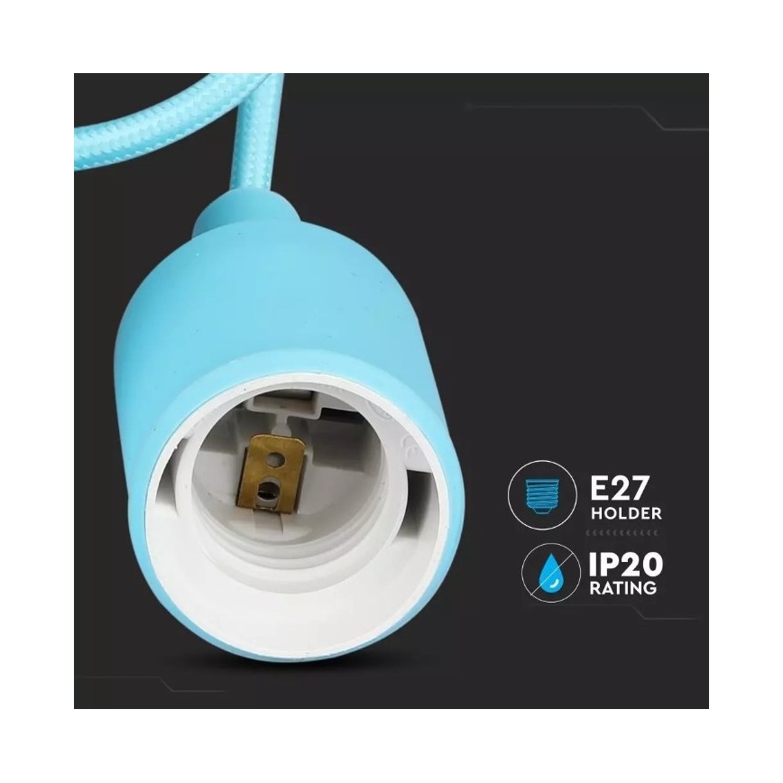 Ljusskrona med upphängningsrem  1xE27/60W/230V blå 