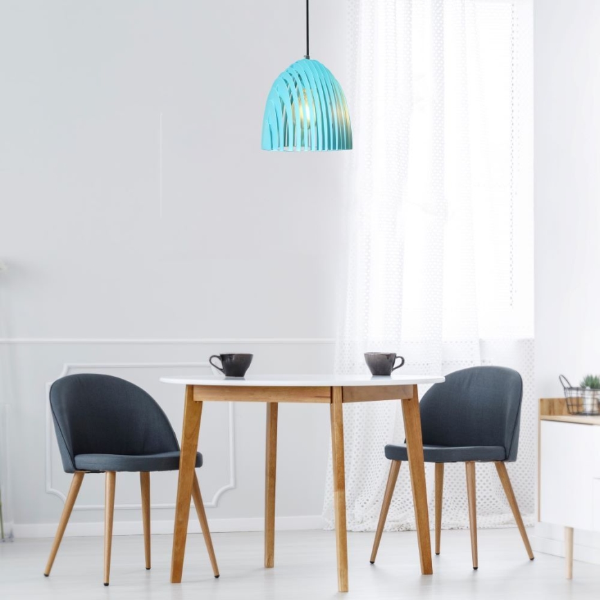 Ljuskrona med upphängningsrem 1xE27/60W/230V blå
