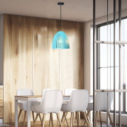 Ljuskrona med upphängningsrem 1xE27/60W/230V blå