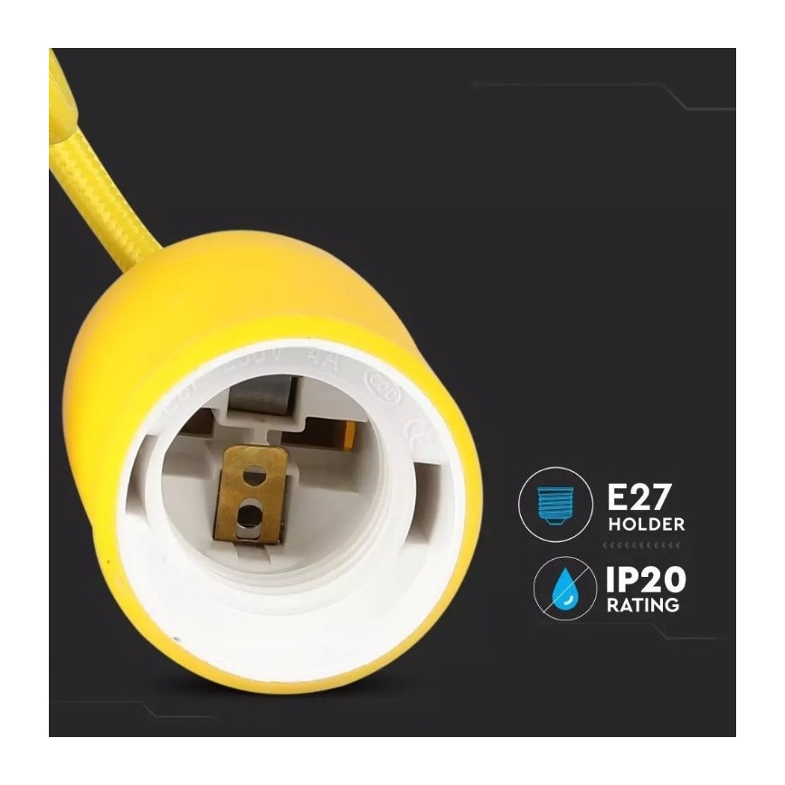 Ljusskrona med upphängningsrem  1xE27/60W/230V gul 