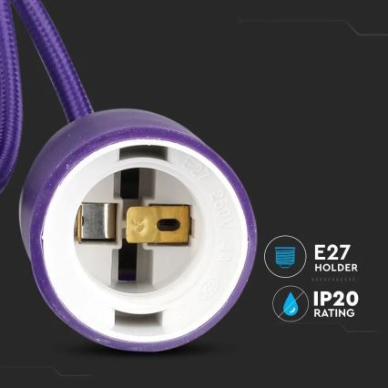 Ljusskrona med upphängningsrem  1xE27/60W/230V lila