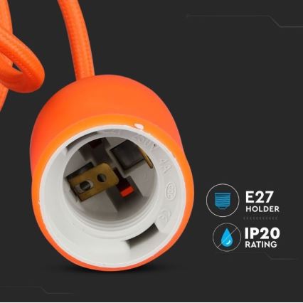 Ljusskrona med upphängningsrem  1xE27/60W/230V orange