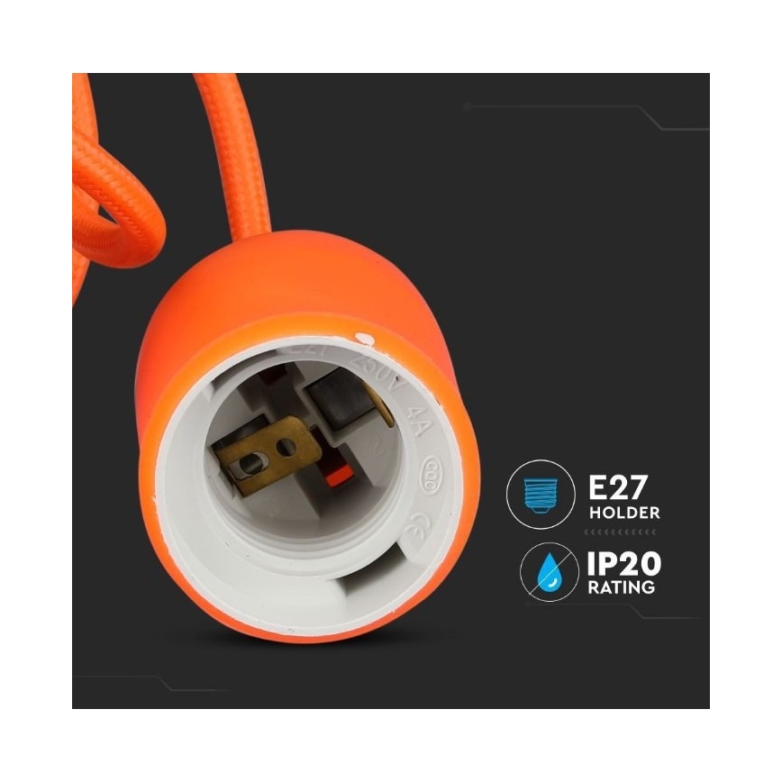 Ljusskrona med upphängningsrem  1xE27/60W/230V orange