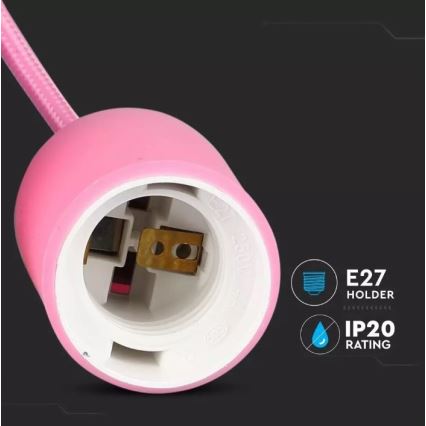 Ljusskrona med upphängningsrem  1xE27/60W/230V rosa 