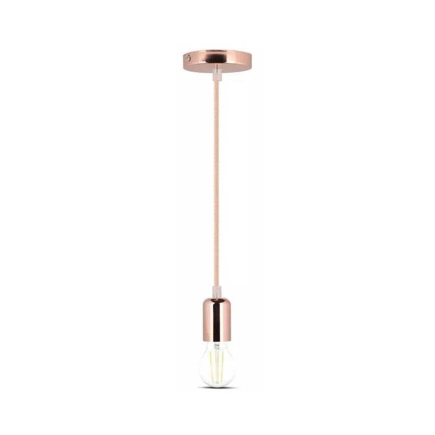 Ljusskrona med upphängningsrem  1xE27/60W/230V Roséguld