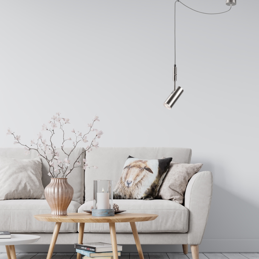 Ljuskrona med upphängningsrem ALMA 1xGU10/35W/230V krom