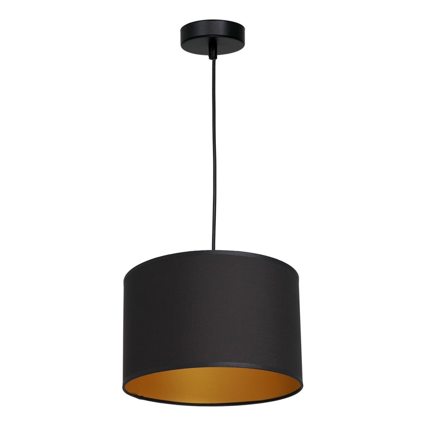 Ljuskrona med upphängningsrem ARDEN 1xE27/60W/230V d. 25 cm svart/gyllene