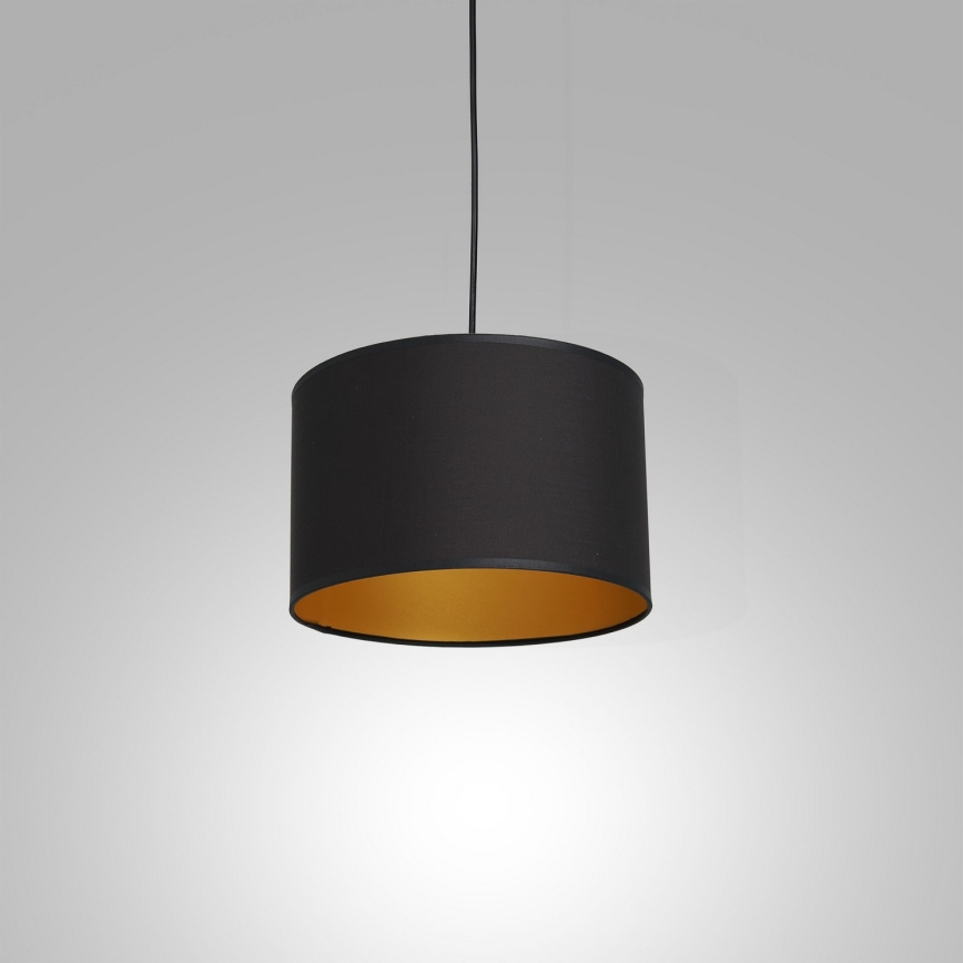 Ljuskrona med upphängningsrem ARDEN 1xE27/60W/230V d. 25 cm svart/gyllene