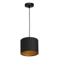Ljuskrona med upphängningsrem ARDEN 1xE27/60W/230V diameter 18 cm svart/gyllene