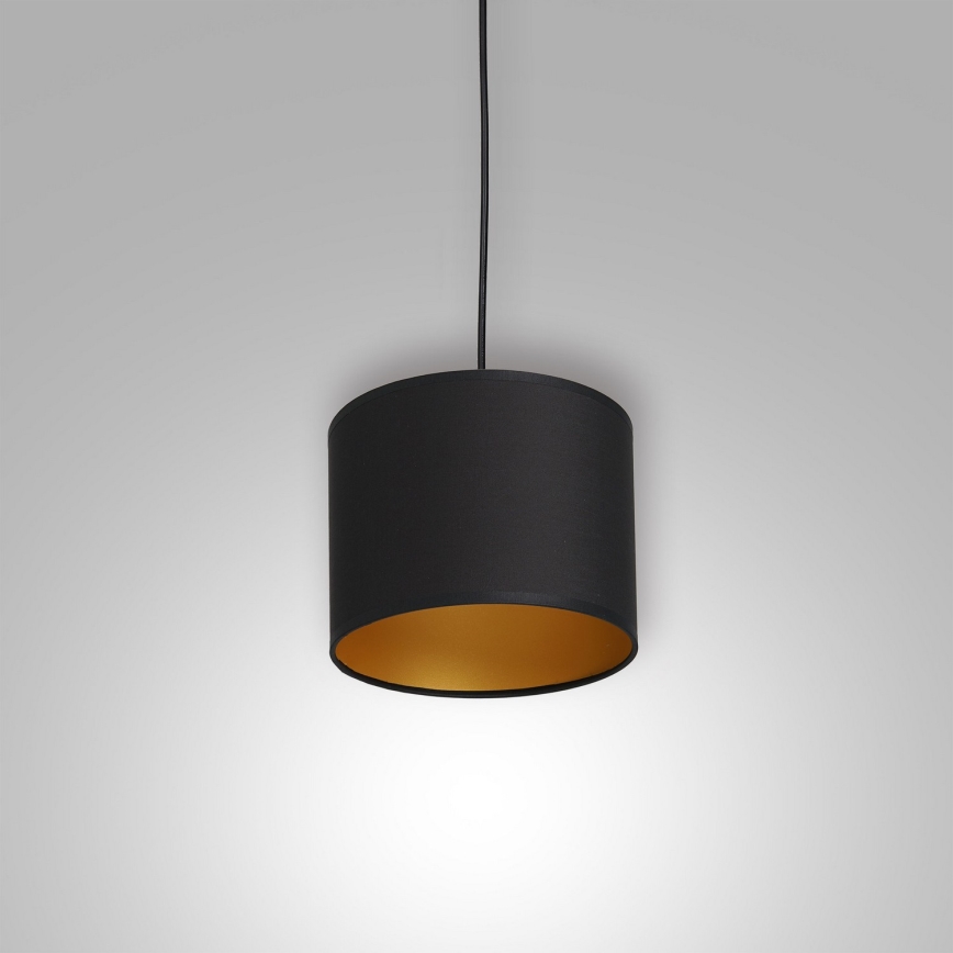 Ljuskrona med upphängningsrem ARDEN 1xE27/60W/230V diameter 18 cm svart/gyllene