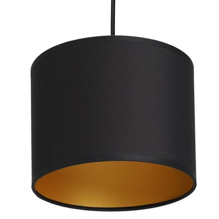 Ljuskrona med upphängningsrem ARDEN 1xE27/60W/230V diameter 18 cm svart/gyllene