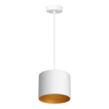 Ljuskrona med upphängningsrem ARDEN 1xE27/60W/230V diameter 18 cm vit/gyllene