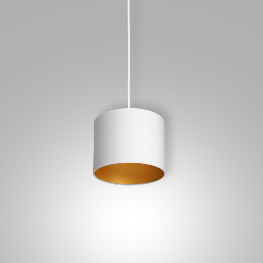 Ljuskrona med upphängningsrem ARDEN 1xE27/60W/230V diameter 18 cm vit/gyllene