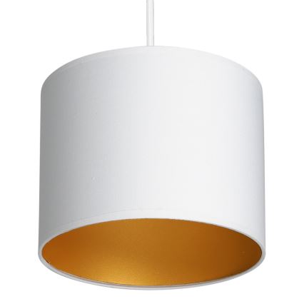 Ljuskrona med upphängningsrem ARDEN 1xE27/60W/230V diameter 18 cm vit/gyllene