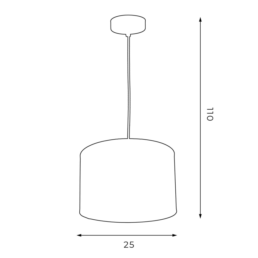 Ljuskrona med upphängningsrem ARDEN 1xE27/60W/230V diameter 25 cm svart/vit