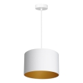 Ljuskrona med upphängningsrem ARDEN 1xE27/60W/230V diameter 25 cm vit/gyllene