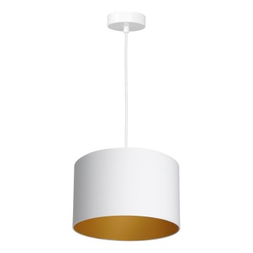 Ljuskrona med upphängningsrem ARDEN 1xE27/60W/230V diameter 25 cm vit/gyllene
