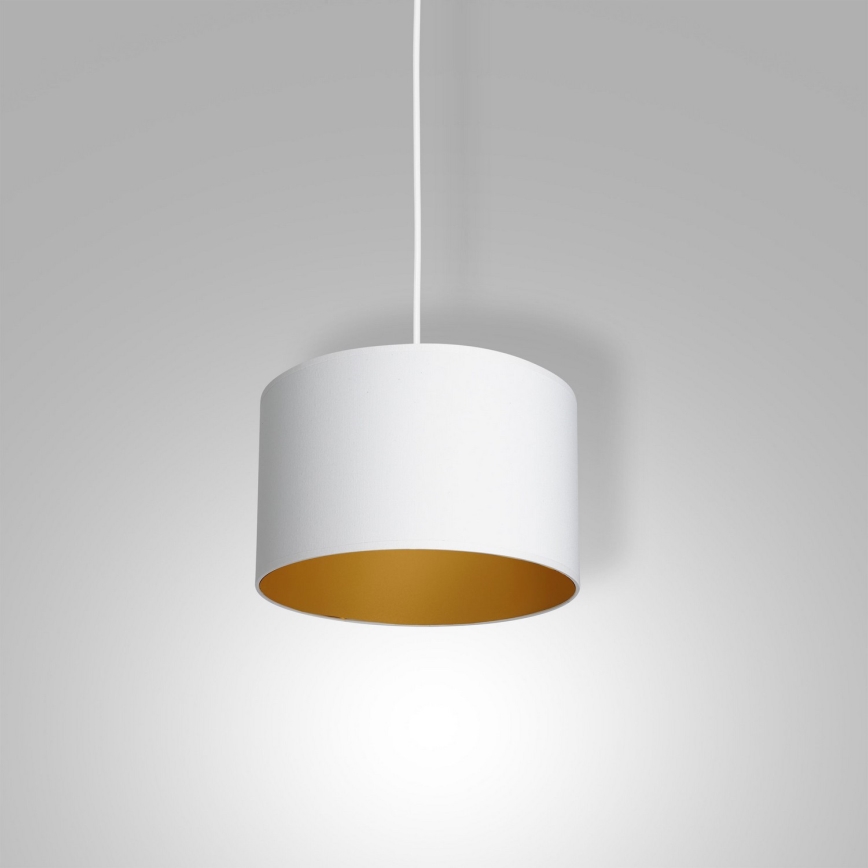 Ljuskrona med upphängningsrem ARDEN 1xE27/60W/230V diameter 25 cm vit/gyllene