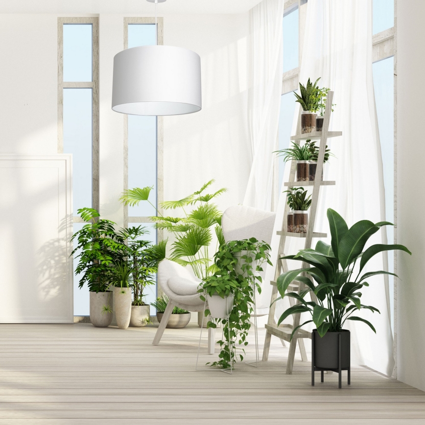 Ljuskrona med upphängningsrem ARDEN 1xE27/60W/230V diameter 40 cm vit