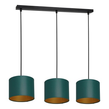 Ljuskrona med upphängningsrem ARDEN 3xE27/60W/230V grön/gyllene