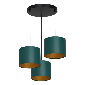 Ljuskrona med upphängningsrem ARDEN 3xE27/60W/230V grön/gyllene